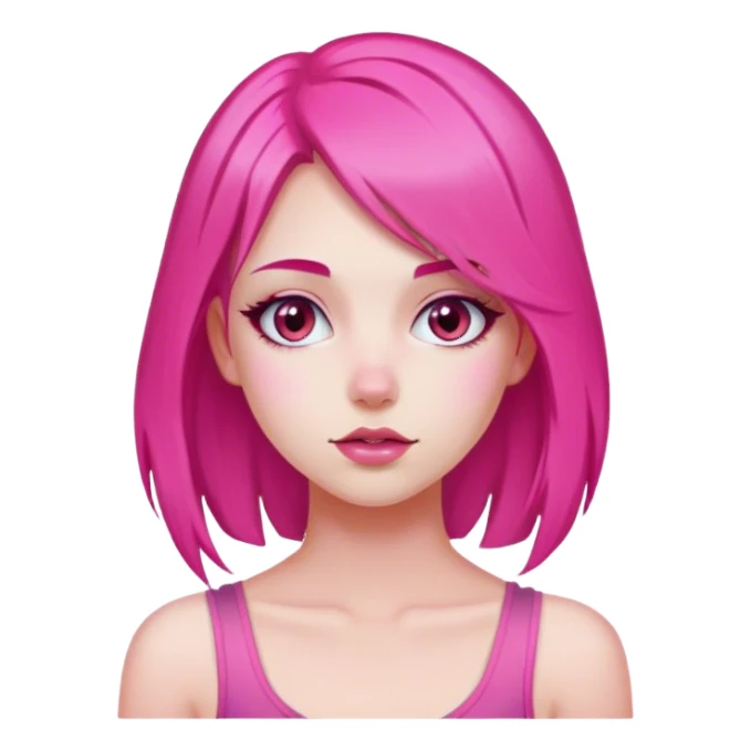 Girl with shoulder length hot pink hair sticker