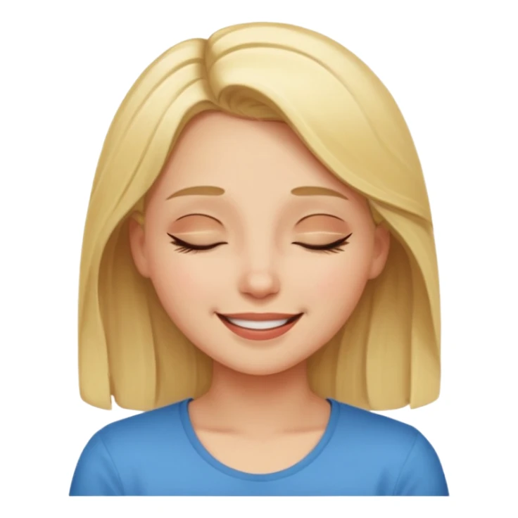 Happy blonde girl with eyes closed and mouth smiling sticker