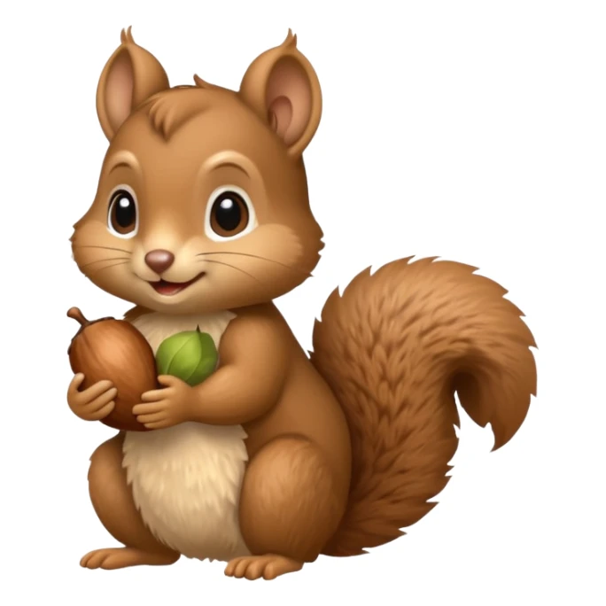 baby squirrel hold a acorn sticker