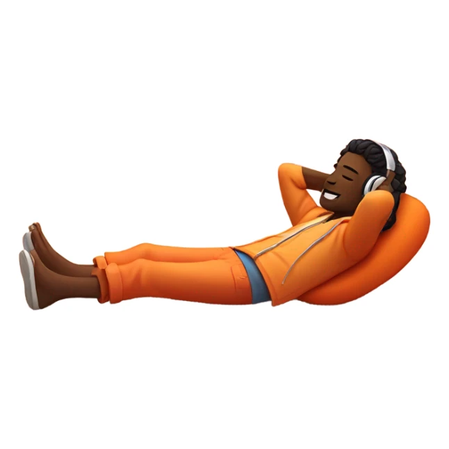 Laying down on beach listening to music with a sunset sticker