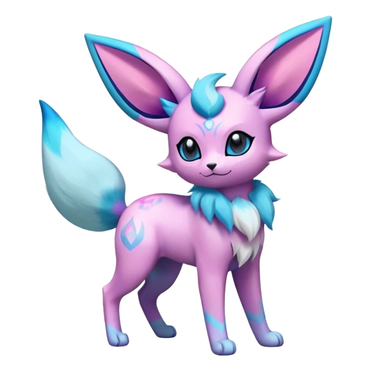 Futuristic Fluffy Celestial Magical Ethereal Glaceon-Espeon-Sylveon-Umbreon-hybrid, full bod sticker