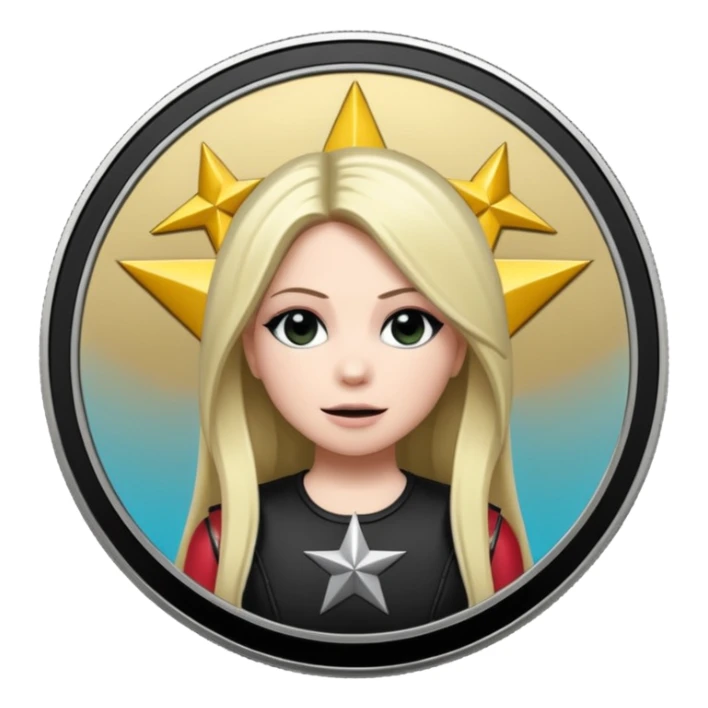 Avril Lavigne's black star silver coin sticker