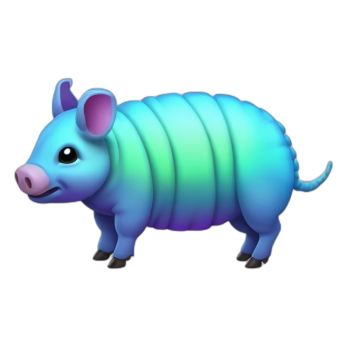 Iridescent cyan purple gradient pig armadillo cow centipede insect with star markings sticker