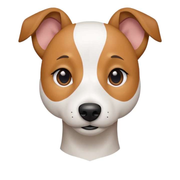 a fully white jack russell the size of a kelpie with floppy ears and a half white face sticker