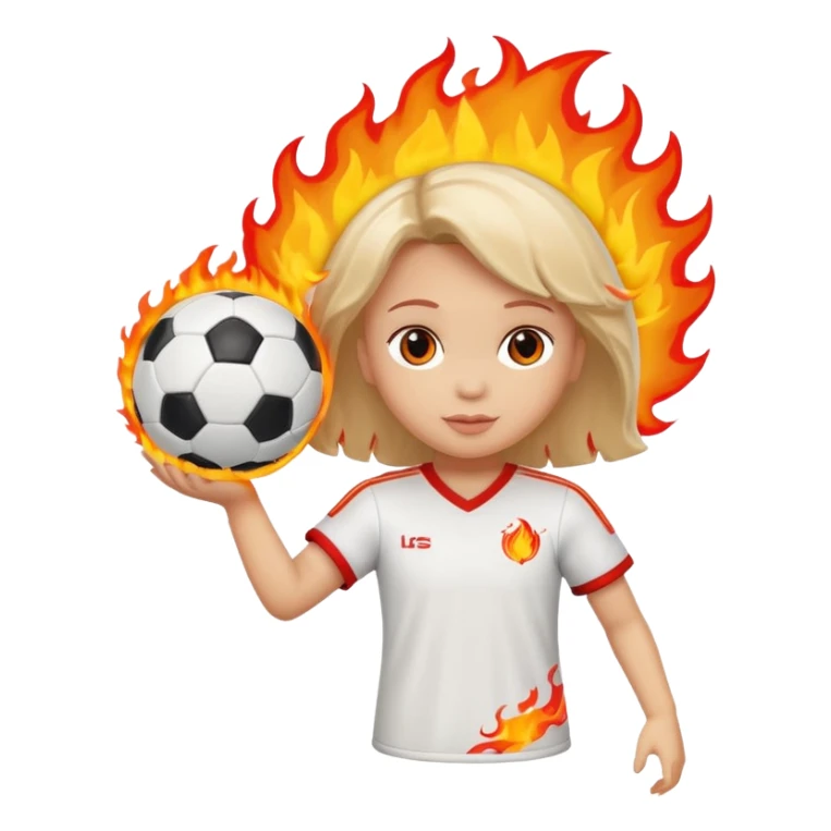 Boneca segurando uma Bola de futebol e somente uma bola está queimando sticker