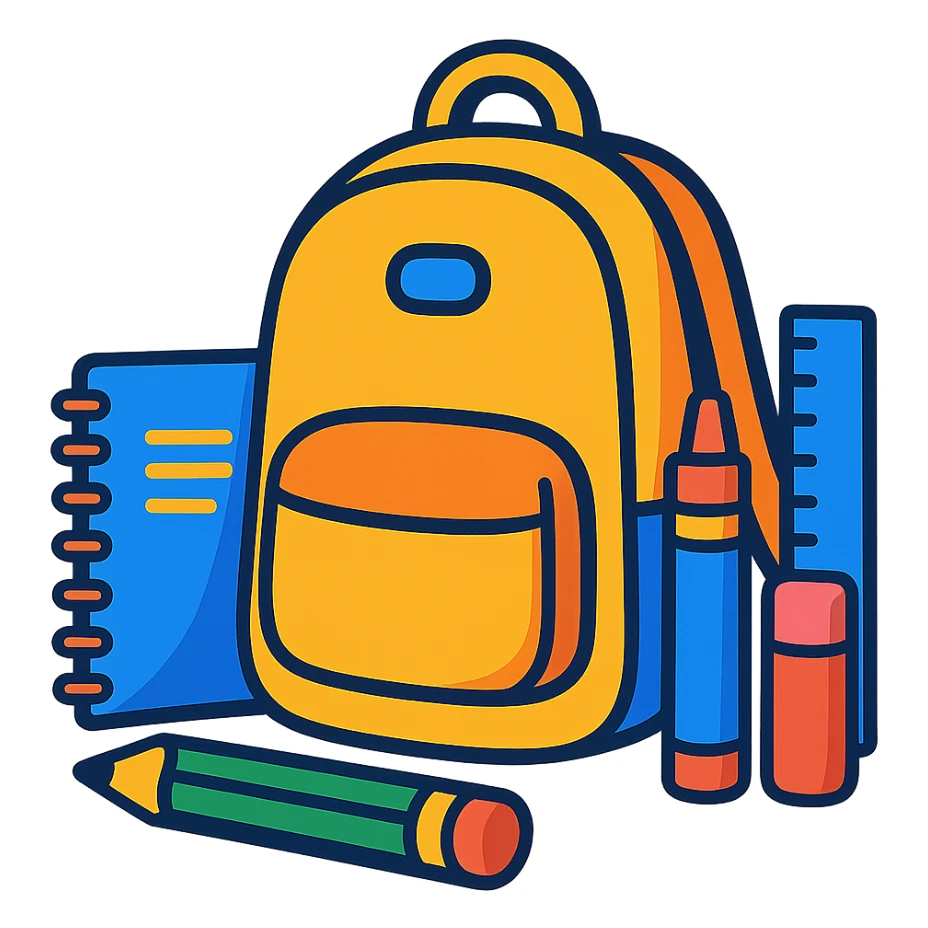 school supplies, colorful, playful style sticker
