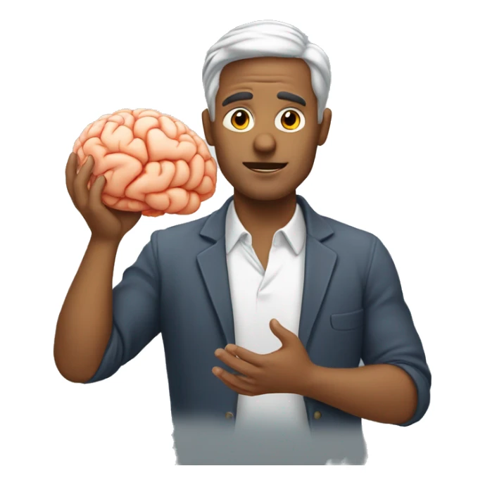 make an emoji where a man will hold a brain in his hand  sticker
