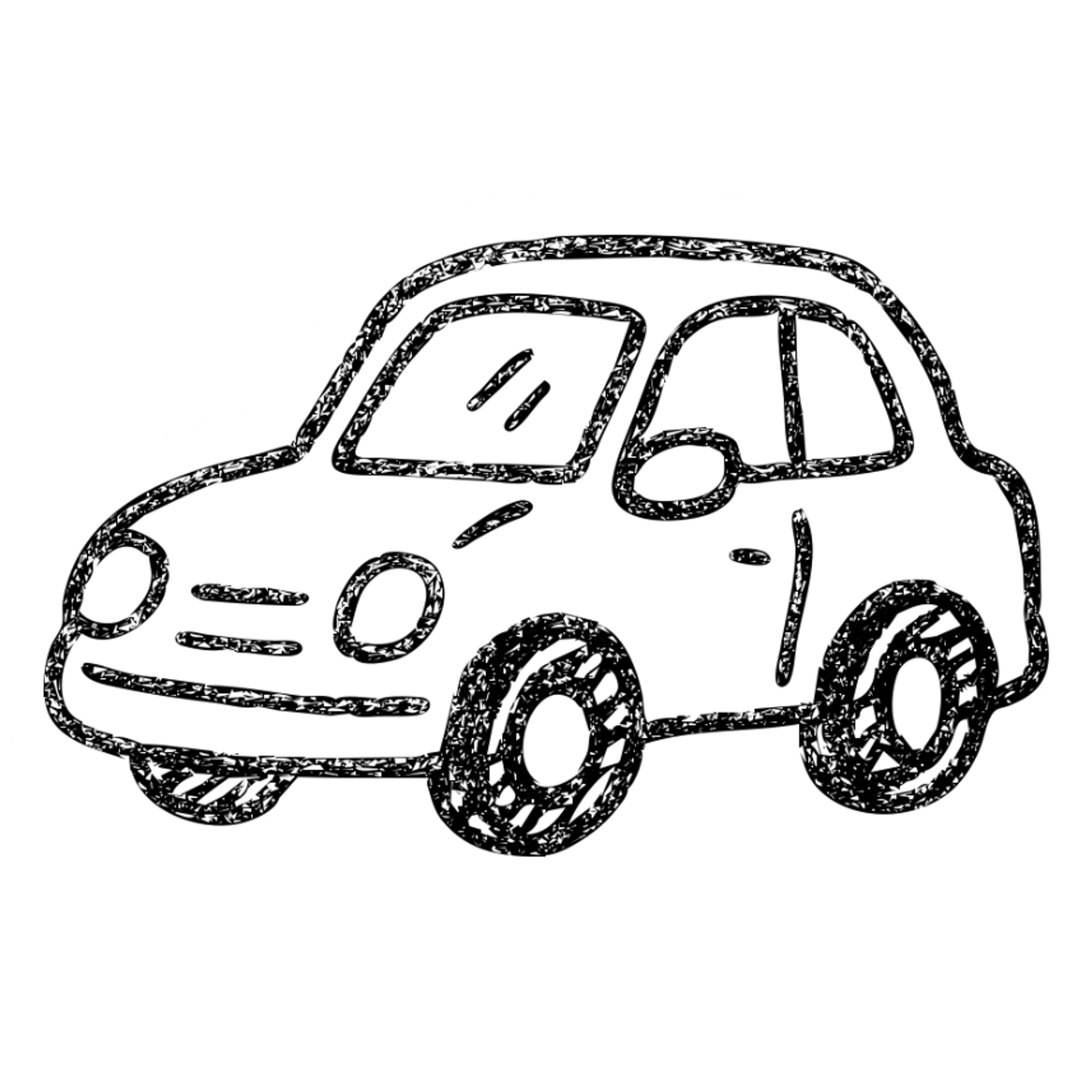 hand drawn outlined car icon sticker