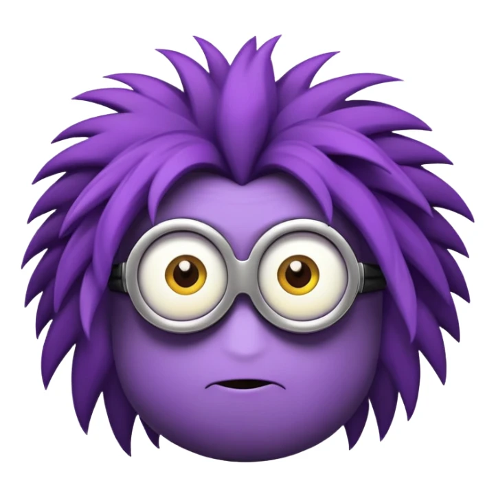 purple minion with wild hair sticker