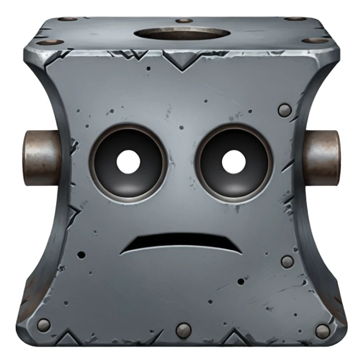 Iron anvil with poker face sticker