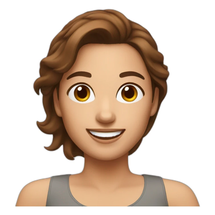 Happy Woman with Brown hair taking selfie sticker