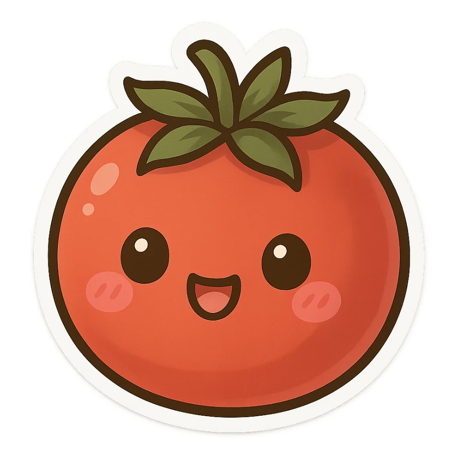 chibi sticker-style tomato, cute and exaggerated sticker