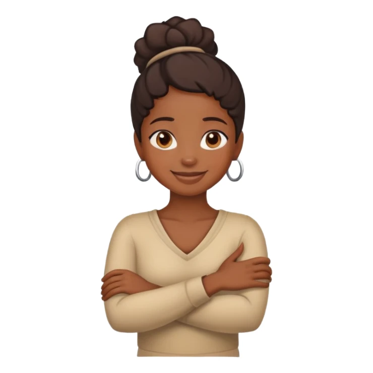 A black girl crossing her arms around her neck smiling sticker