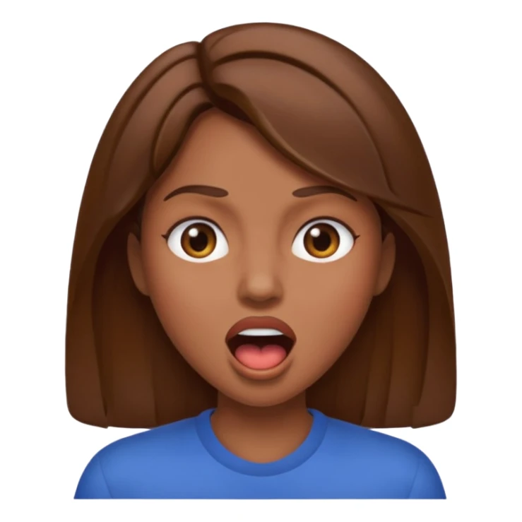 Woman brown hair. Mouth open. Not smiling sticker
