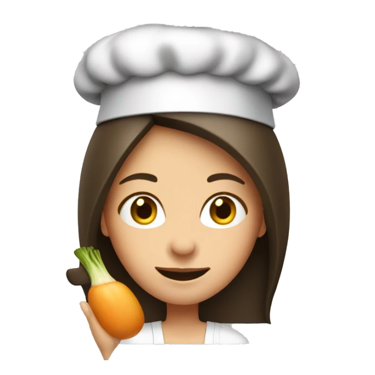 Brunette long straight hair girl in a cook hat makes dinner  sticker