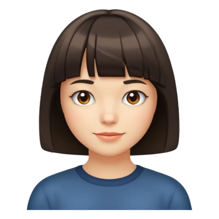 person with smirk and bob cut with bangs sticker