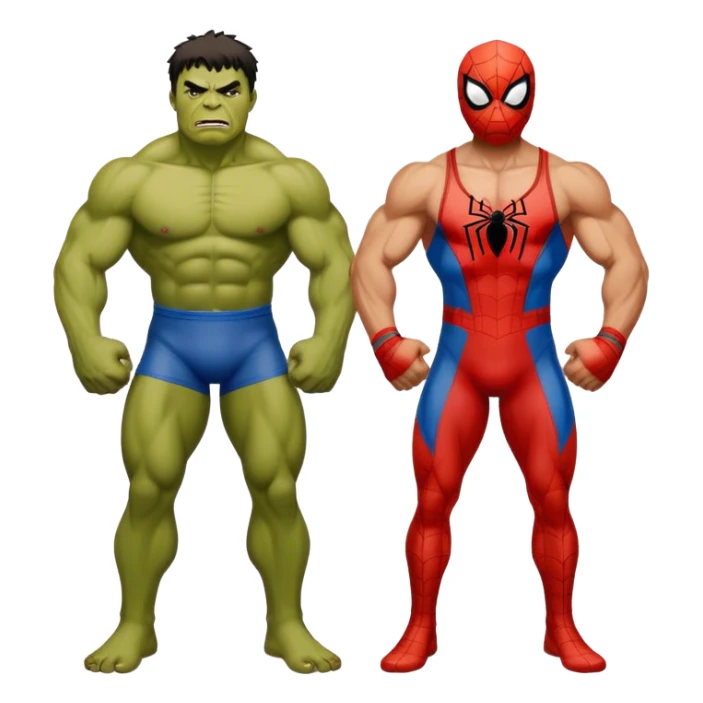 Hulk and muscle Spider-Man in wrestling singlets sticker