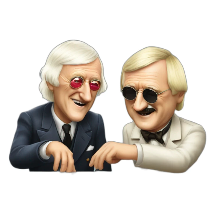 Sir Jimmy Savile and Adolf Hitler playing dominoes nice sticker