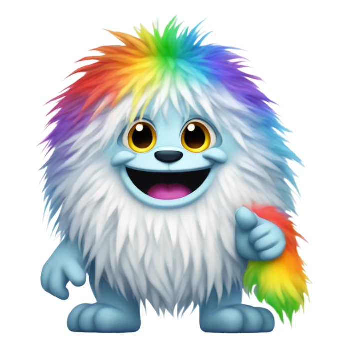  a yeti holding a rainbow poop sticker
