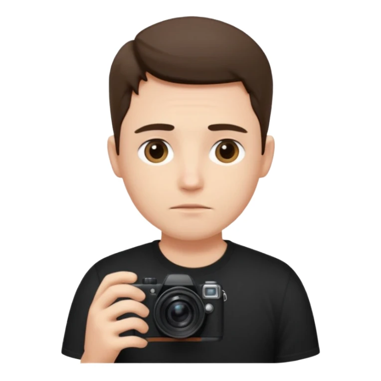 “A photographer sits quietly, camera in hand, lost in deep worries that even his lens can’t capture.” sticker