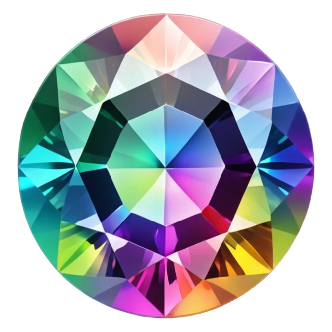 round cut rainbow gemstone with all colors of the spectrum shining through sticker
