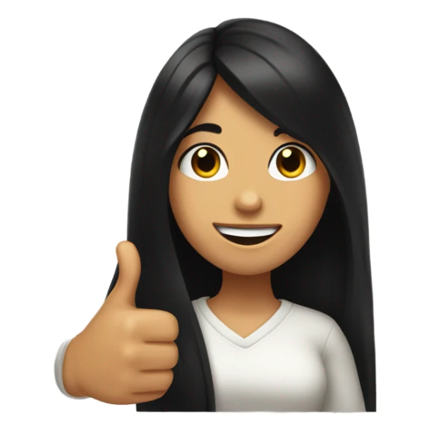 a girl with long black hair thumbs up sticker
