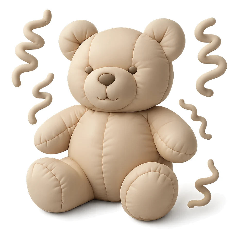 bear with swirly streamers around in cushion style sticker