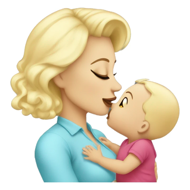 baby kissing mommy blonde sticker