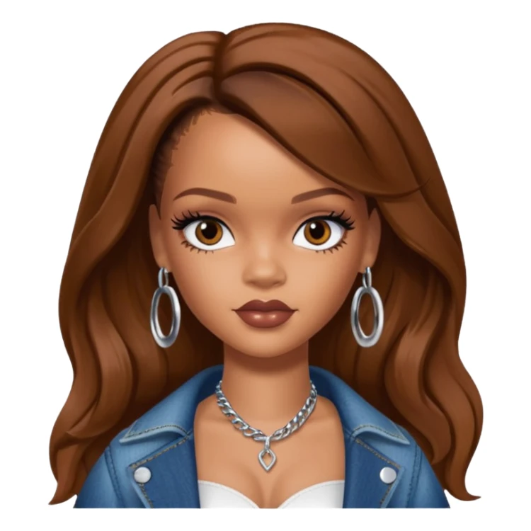 rihanna as pretty bratz baddie, brown hair sticker