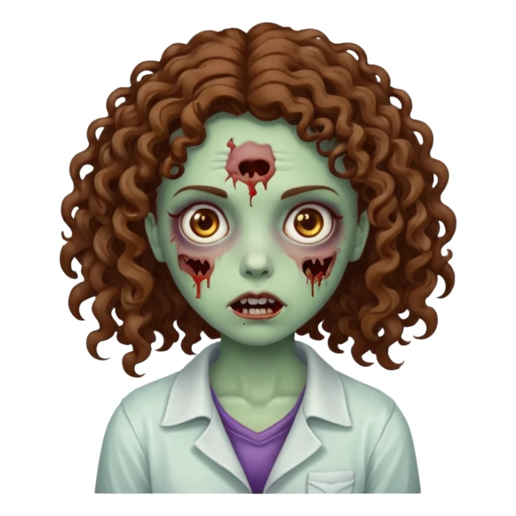 zombie girl curly brown hair sticker
