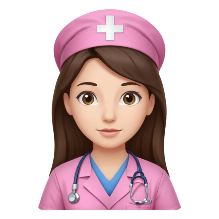 pretty brunette nurse with long hair in pink scrubs sticker