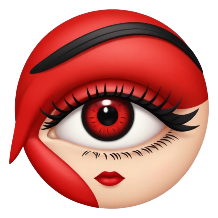 Black and red gothic big eye with mascara and makeup   sticker
