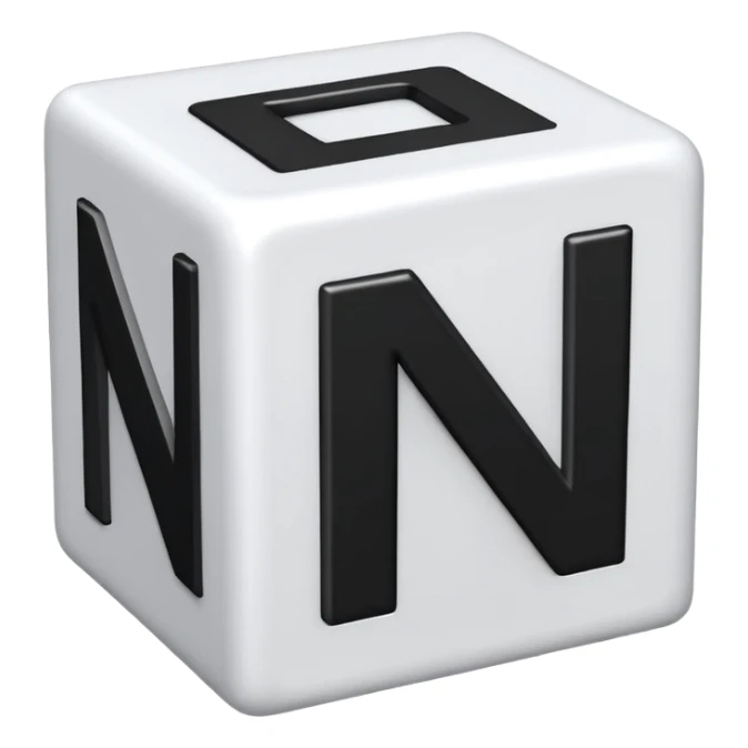 A white toy with a big black letter "N" on it sticker