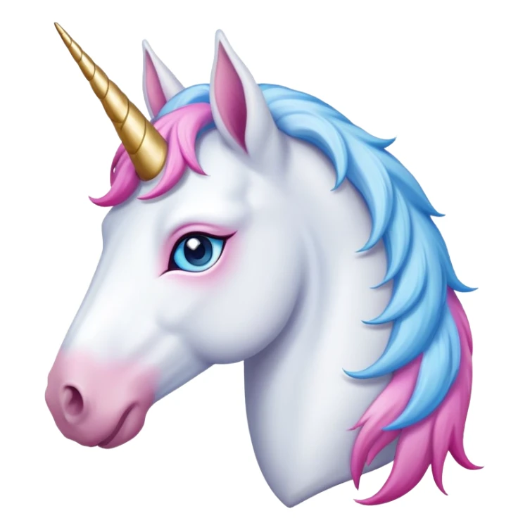 head of an anthropomorphised female unicorn horse, relaxed pose sticker