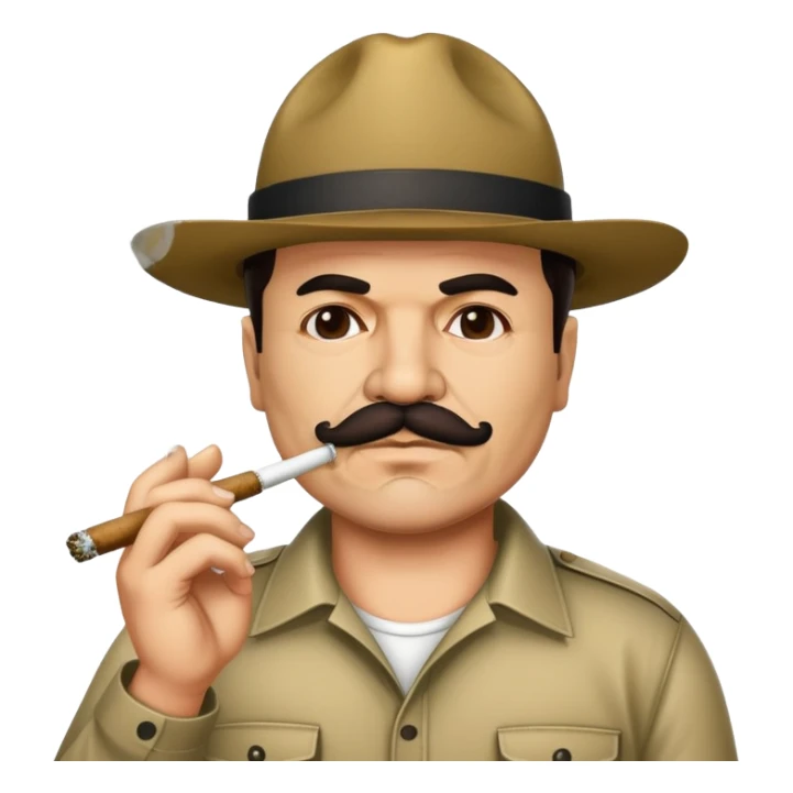 El Chapo Guzman with mustache smoking a marijuana joint sticker