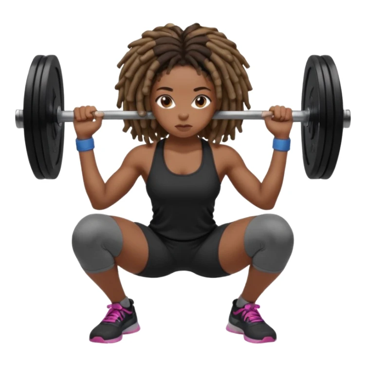 Black girl with locs squatting a barbell sticker