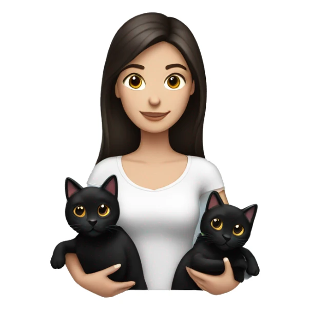 Pretty brunette woman holding two Black cats sticker