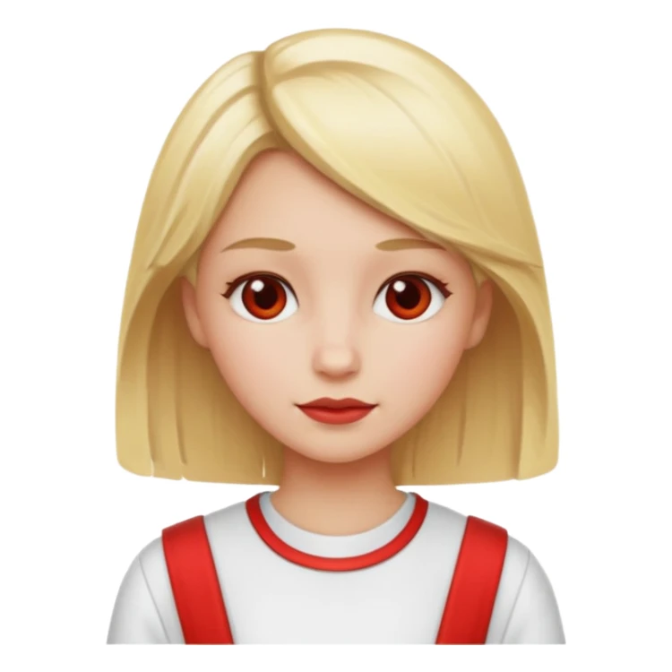 a blonde girl with white red sticker