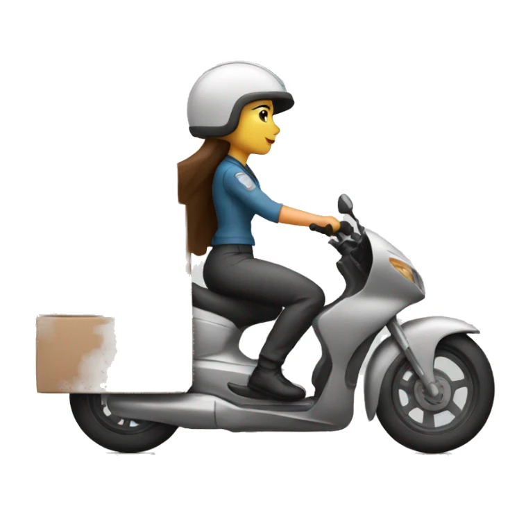 delivery moto woman driving frontal sticker