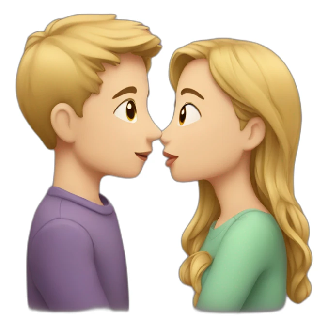 girl kisses boy sticker