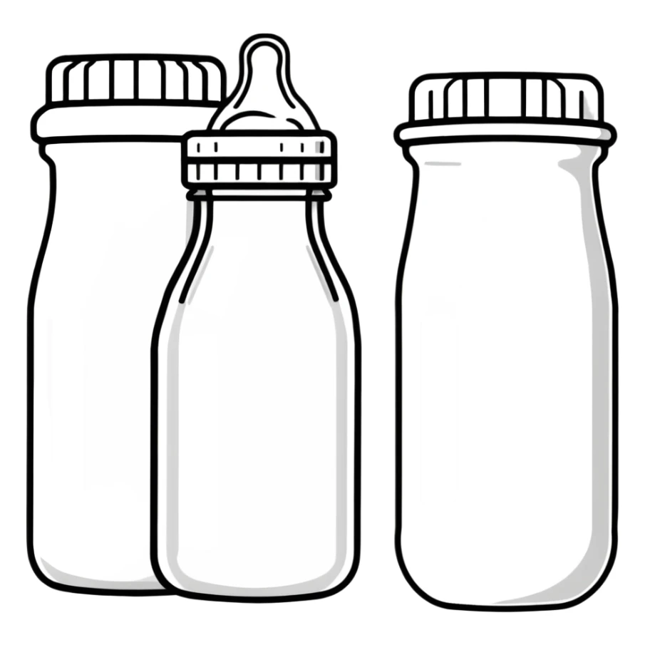 baby bottle set with milk formula and nipples sticker