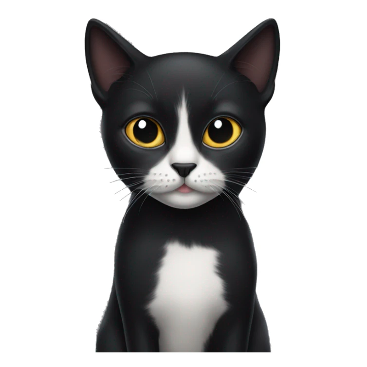 black cat with a black lip and a white lip sticker