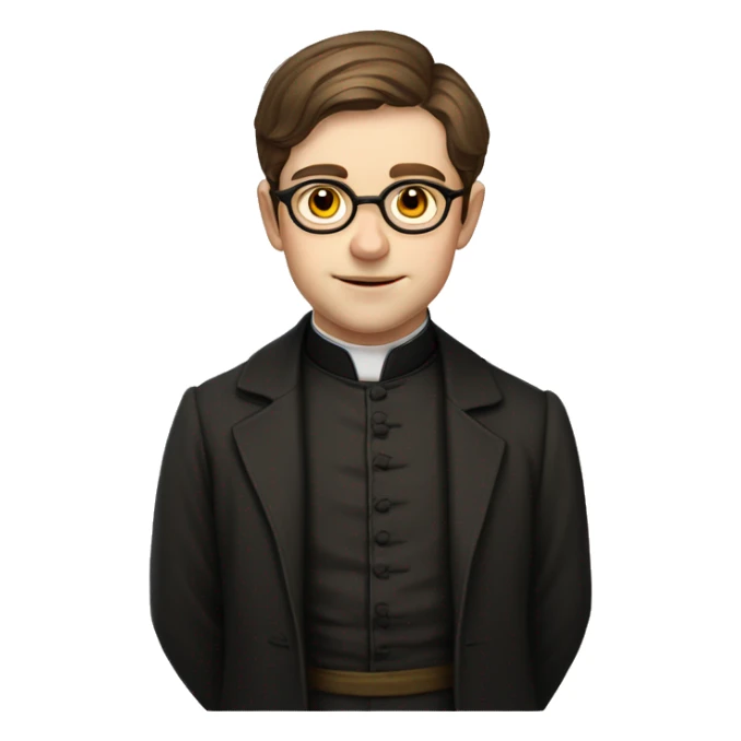 young Victorian priest with glasses, and little brown hair sticker