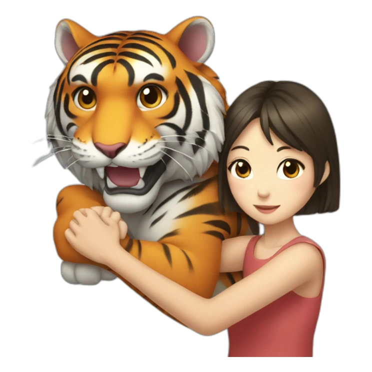 Tiger in arm of Japanese  girl  sticker