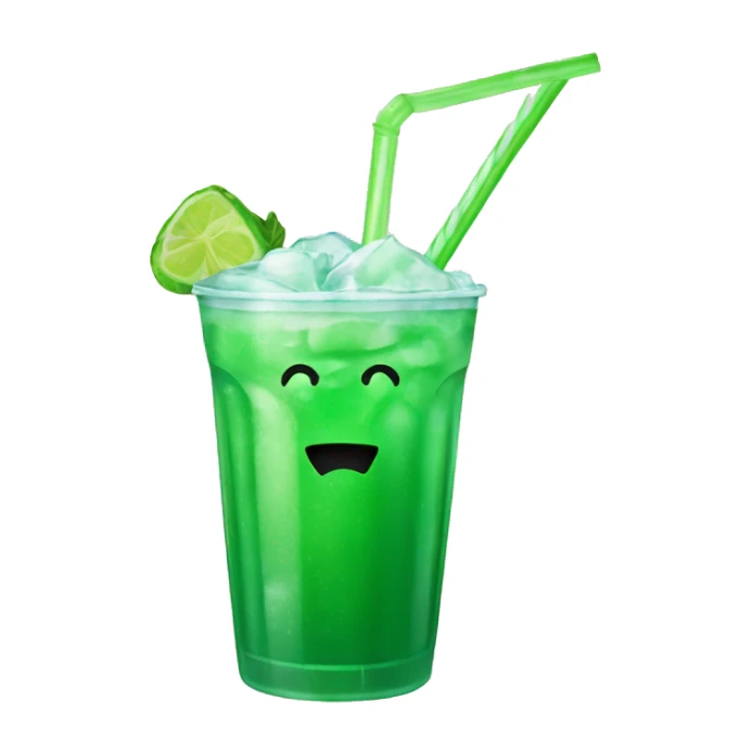 Green drink with straw and ice  sticker