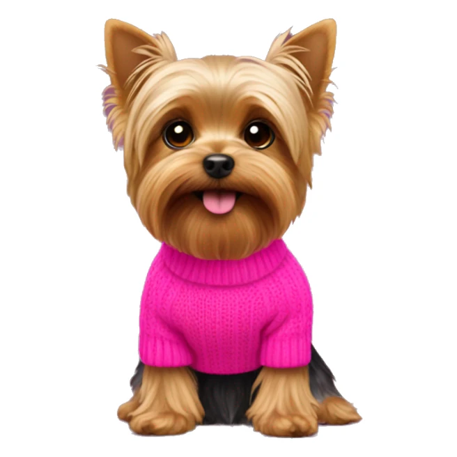 Yorkie wearing hot pink sweater sticker