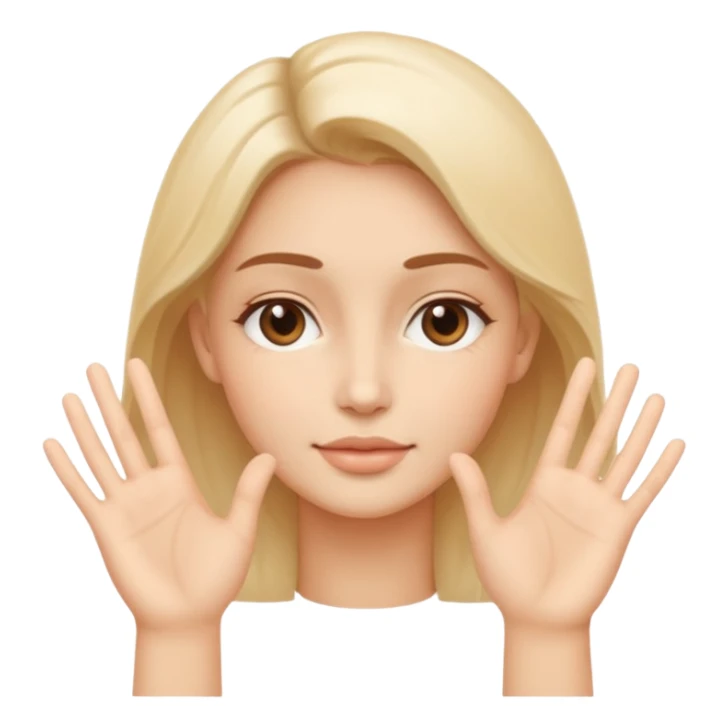 Minimal emoji representing reduced facial puffiness, soft hand gesture shaping the face contour, balanced and natural appearance, wellness-focused, simple and easy to understand
 sticker