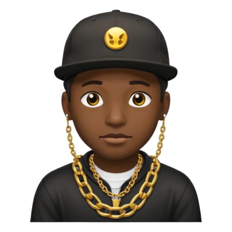 black guy with golden chains fleshtunnels and a snapback cap sticker