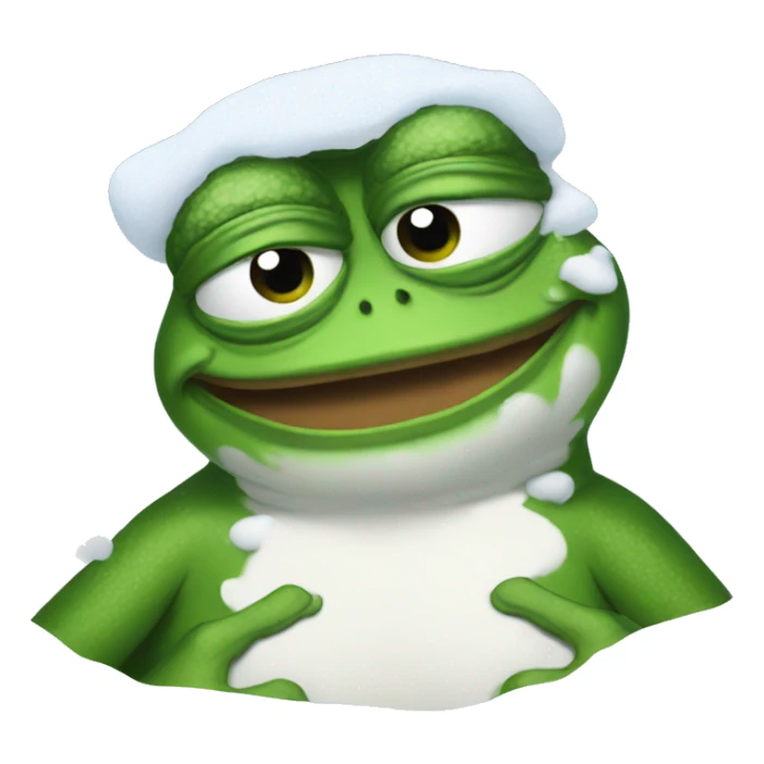 pepe the frog covered in snow sticker
