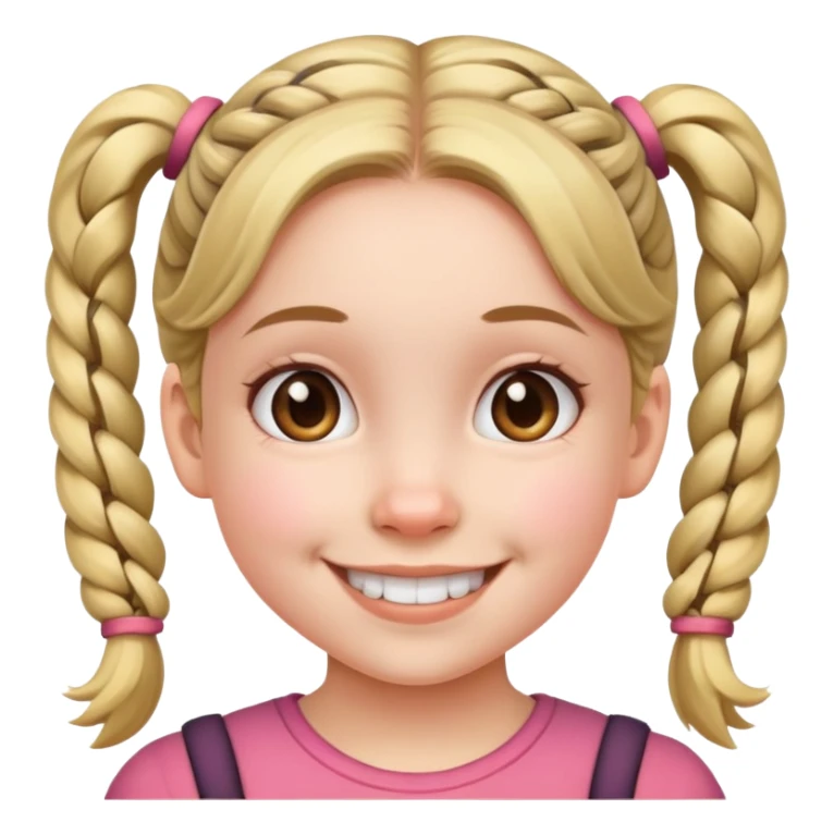 young girl with pigtails, smiling sticker